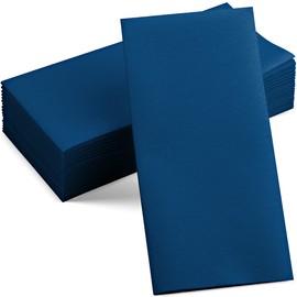 100 Linen-Feel Colored Paper Napkins - Decorative Cloth-Like Dark Blue Dinner Napkins - Soft And Absorbent. For Kitchen, Party, Wedding, Bathroom Or Any Occasion. (Pack of 100)