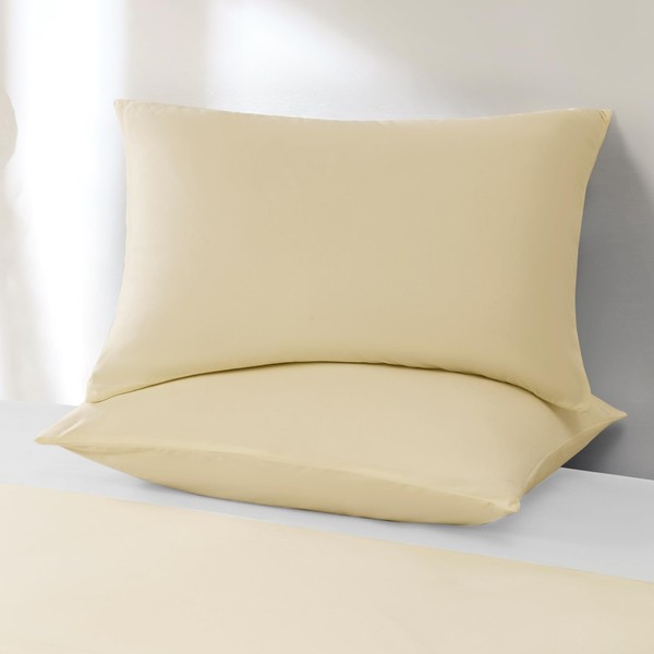 HAPPYMOON Double Brushed Pillow Cases with Zipper Standard Size, 2