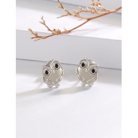 Owl Gifts for Women 925 Sterling Silver Owl Stud Earrings Jewelry Gifts, Sterling Silver, Cubic Zirconia