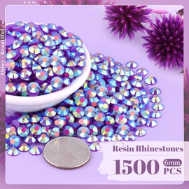 1500PCS 6mm Resin Jelly Rhinestones in Bulk (Dark Purple AB), Bedazzling Flatback Crystals Rhinestones for Crafting DIY Nail Decoration, Gems Diomand Charms for Tumbler Shoes Clothing Fabric