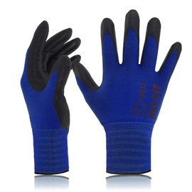 DEX FIT Nitrile Coated Work Gloves FN330-1 Pair, 3D-Comfort Stretchy Fit, Firm Grip, Thin & Lightweight, Touchscreen Fingers, Protective & Durable, Breathable, Machine Washable; Blue XL (10)