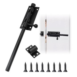 Heavy Duty Slide Gate Latch Bolt Safety Door Lock with Padlock Hole, 245mm Garden Gate Bolt 304 Stainless Steel for Shed Doors Gates Bathroom Black