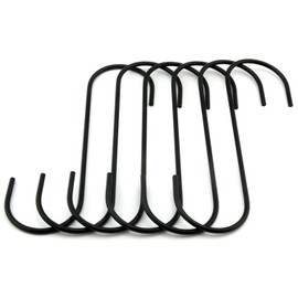 RuiLing 6.5" Black Antistatic Coating Steel Hanging Hooks S Shaped Heavy-Duty S Type Hooks,Best for Kitchenware, Pots, Utensils, Plants, Towels, Gardening Tools, Clothes.Set of 6