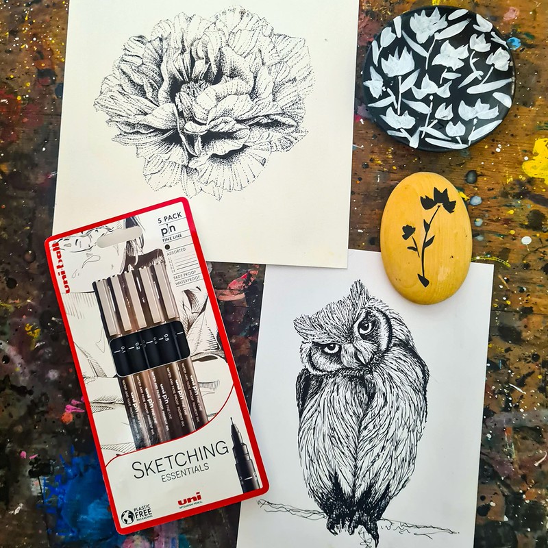 uni-ball PIN Fineliners, Black Fine Tipped Writing Pens, Water and