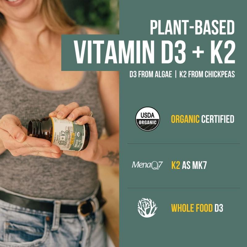 Organic Plant-D3 + K2 5000 IU Capsules (MenaQ7)