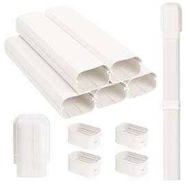KLOLKUTTA Mini Split Line Set Cover, 4” 7.5 Ft PVC Line Set Cover Kits for Outside Ductless Mini Air Conditioners and Heat Pumps with Flexible Duct