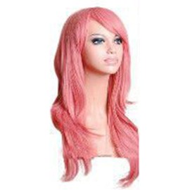 Peluca Larga y Rizada, Apariencia Elegante, Cabello Sintético Resistente a Altas Temperaturas, Fácil de Usar, Múltiples Escenarios Aplicables (Rosa)