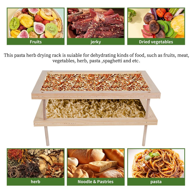 YiePhiot Herb Drying Rack, Wooden Herb Drying Rack, Wood Pasta