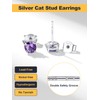 Purple Stud Earrings Sterling Silver Hypoallergenic Cute Cat Studs February
