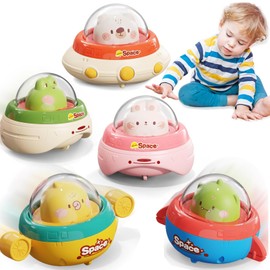 Set de 5 Carritos Press and Go para Niños 1-6 Años - Vehículos de Tracción con Animales (Dino, Oso, Conejo y Más) - Juguetes Educativos de Coches - Regalo Cumpleaños o Día del Niño