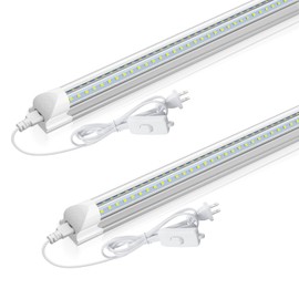 CNSUNWAY LED Shop Light 2FT, 20W 3000LM 6500K, T8 LED Tube Lights, Clear Cover, Ceiling and Utility Shop Lights, Linkable Light Fixture for Room, Garage, Workbench, Warehouse, ETL Listed (2 Pack)