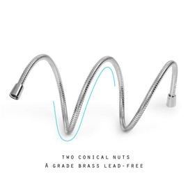 72-inch Shower Hose Replacement, 304 Stainless Steel Extra Long Hand Held Shower Hose With Brass Fitting (72-inch, Stainless Steel)