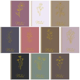Cholemy 10 Pack Spiral Notebook Aesthetic School Supplies A5 Retro Colors Floral Notebook Writing Journals for Student College Ruled Journals 100 Pages/ 50 Sheets for Women Men Office Gift