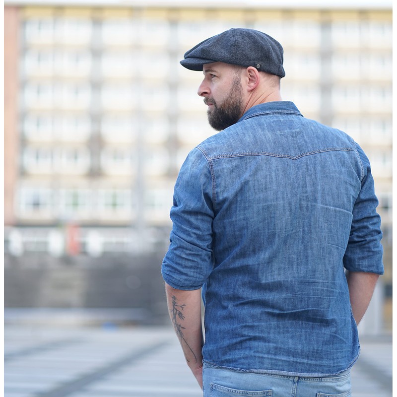 WEROR WEROR-321.1 Men's Flat Cap with Peak Cotton Lining, charcoal