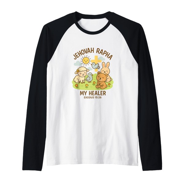 Jehovah Rapha Christian Faith Mountain Bible Verse Raglan Baseball Tee
