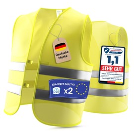 High Visibility Car Vest, Set of 2 - Valid Europe According to Standard 2025 EN ISO 20471 - Reflective Car Safety Vest - High Visibility Vest for Adults