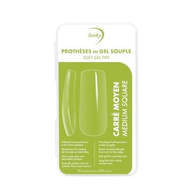 Looky Soft Gel Nail Tips - 120PCS Full Cover Tips for Gel Extensions, Pre-shaped DIY Press On Nails, Easy Application Fake Nail Tips, False Gelly Nails for Nail Extensions|10 Sizes (Medium Square, Pack of 1)