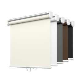 LazBlinds No Tools No Drill Cordless Roller Shades, 100% Blackout Roller Blinds for Windows, Thermal Insulated UV Protection Waterproof Roll Up Window Blinds and Shades, 32'' W x 72'' H, Cream