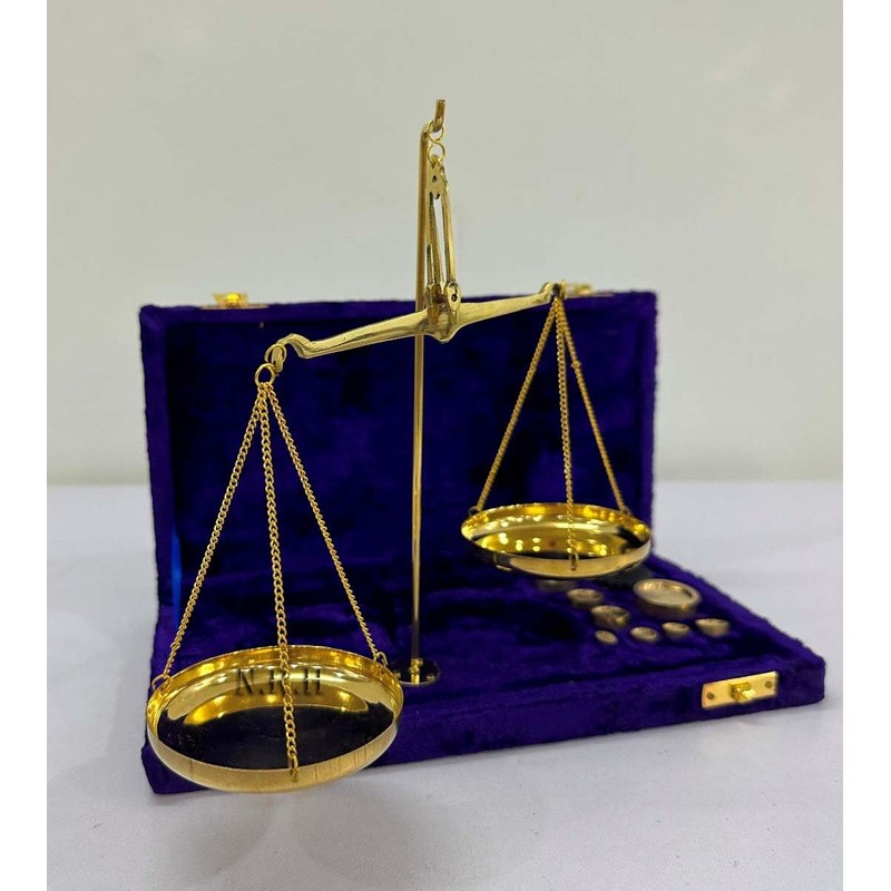Old Traditional Goldsmith Weight Justice showpiece Brass Weighing Scale Balance