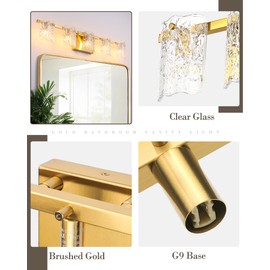 Osimir 5-Light Bathroom Vanity Lights, 31" Brushed Gold Bathroom Light Fixtures Over Mirror with Clear Glass, Modern Bath Wall Sconce Lighting for Bath Restroom, OS-MM5002-5BG