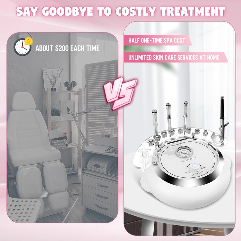 Updated 3 in 1 Microdermabrasion Machine, Professional 65-68cmhg Vacuum Suction