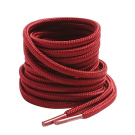 VSUDO 180 cm Round Deep Red Boot Laces, 4mm Diameter Shoe Laces for Boots, Heavy Duty Outdoor Work & Hiking Shoelaces for Men or Women (2 Pairs-Deep Red-180cm)