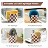 Checkered Sponge Holder for Kitchen Sink, Ceramic Dish Sponge Drying