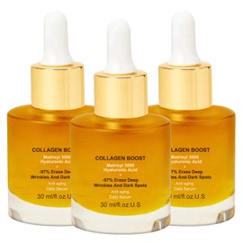 Collagen Boost - Collagen Serum For Face - With Collagen, Organic Aloe Vera, Vitamin C - Greasy - Lighten Dark Spots,Anti Aging & Wrinkle - For Youthful, Radiant & Dewy Skin (3PC)
