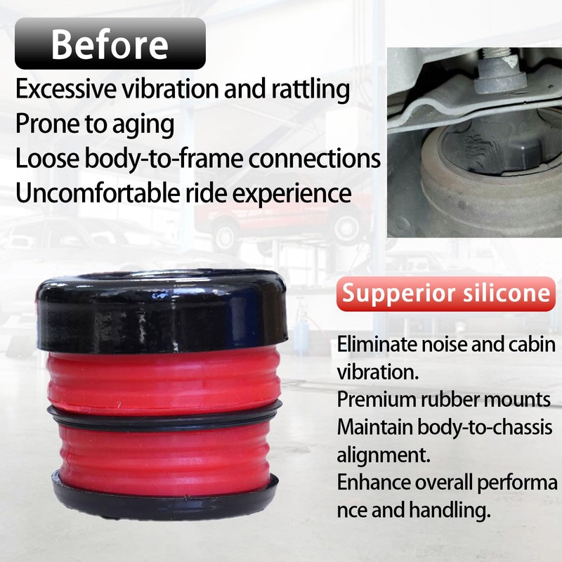 Silicone Body Mount Bushings Bolt Kit Compatible with Ford F250