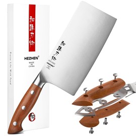 HEZHEN Cleaver Knife 7.1 inch, German 1.4116 Steel & Ergonomic Red Wood Handle, Sharp Meat Cleaver for Meat Cutting Vegetable Slicing