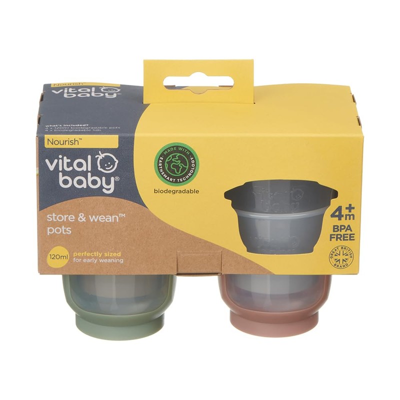 Vital Baby Nourish Store & Wean Food Pots 120ml 4pk
