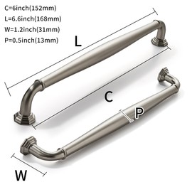 khtumeware 10 Pack 6 Inch(152mm) Brushed Satin Nickel Heavy Duty Solid Cabinet Handles Cabinet Pulls Heavy Duty Solid Cabinet Hardware for Cupboard Drawer Pulls Dresser Handle