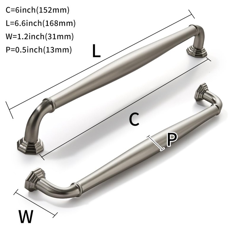 khtumeware 10 Pack 6 Inch(152mm) Brushed Satin Nickel Heavy Duty