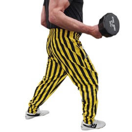 Otomix Men's Baggy Bodybuilding Workout Pants Yellow Stripe (Medium)