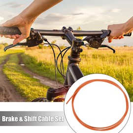X AUTOHAUX Bike Shifter Derailleur Cable and Brake Cable Housing Kit Orange