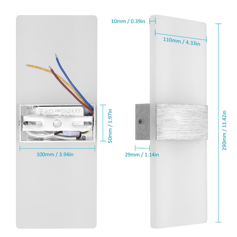 Tomshine Modern LED Wall Light 12W Acrylic Wall Sconce Decorative