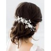 Unicra Flower Silver Bride Wedding Hair Pelo de vid Perla