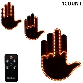Car Finger Light with Remote, 1/2 Counts Car Hand Sign, Mirror LED Warning Light, Multifunctional Warning Light for Car Window, Car Decor, Home Decor, Cute Car Accessories, Men Gifts, Fall Decor - Pattern: palm, Specification: one-size