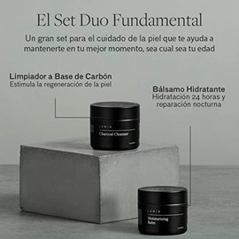 Lumin - Set Fundamental de Limpieza e Hidratación Facial para Hombres - Incluye Bálsamo Hidratante y Limpiador Facial de Carbón - Limpia, protege y combate los signos del envejecimiento – Duración 2 meses de uso diario