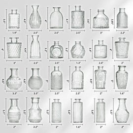 Timeliss 24-Piece Glass Bud Flower Vase Set, Clear Glass Vases for Home Decor, Centerpiece Table Decorations for Weddings, Parties and More, Rustic and Vintage Decor, Clear Bud Vases in Bulk 24