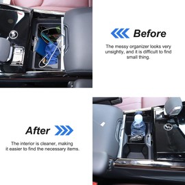 Center Console Cup Holder Divider Storage Box Compatible with Land Rover Range Rover Sport/Vogue 2023 2024 2025, ABS Cup Holder Insert Tray Key Storage Box
