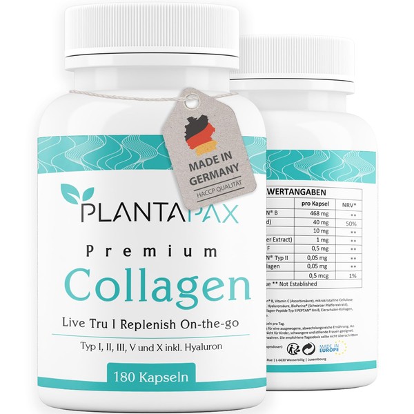 Marine Collagen Beauty Collagen High Dose: [180 Capsules] Hyaluron, Biotin, Vitamin C | Glow Collagen Radiant Skin, Healthy Hair, Strong Nails | All 5 Collagen Types