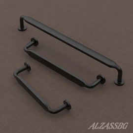 Alzassbg 6 Pack Matt Black Cabinet Handles, 6-1/4 Inch(160mm) Hole Centers Arch Modern Cabinet Pulls Kitchen Cabinets Hardware for Cabinets and Drawers AL3503MB