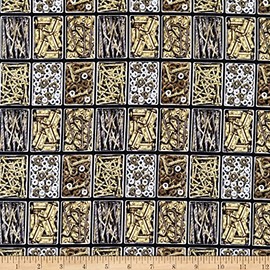 Henry Glass & Co. Henry Glass Man Cave Small Parts Organizer Fabric, Black Yard