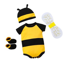 Lito Angels Bumble Honey Bee Bodysuit Costume Fancy Dress Up Clothes Set with Socks, Wings and Hat for Infant Baby Girls & Boys Age 6-9 Months (Tag Number 90)