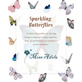 Miss Adola Large Canvas Tote Bag for Women - with Zipper and Inner Pocket Aesthetic Cute Shoulder Bag Reusable Grocery Shopping Bags Cotton Tote Bag for Gym Daily Travel, Butterfly Glitter