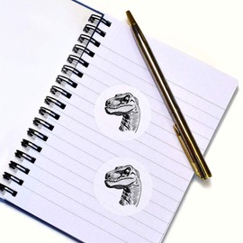 24 x 40mm Round 'Raptor Dinosaur' Stickers (SK00011942)