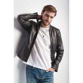 COAI Unisex Surfer Necklace with Square Gemstone Pendant, Stone, Malachite