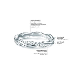 Trilani Women's Engagement Ring Sterling Silver with White Zirconia in Brilliant Cut - Wrap Ring with Stone Wedding Ring Curved, Silver