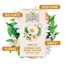 Good Earth Tea Co. Chamomile with Orange Blossom Tea Bags - Naturally Caffeine-Free Soothing Chamomile Tea Infusion with Orange Blossom - 5 x 15 Biodegradable Herbal Tea Bags